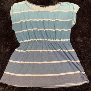 Mult colored blue short sleeve shirt